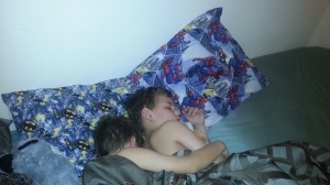 boys cuddled